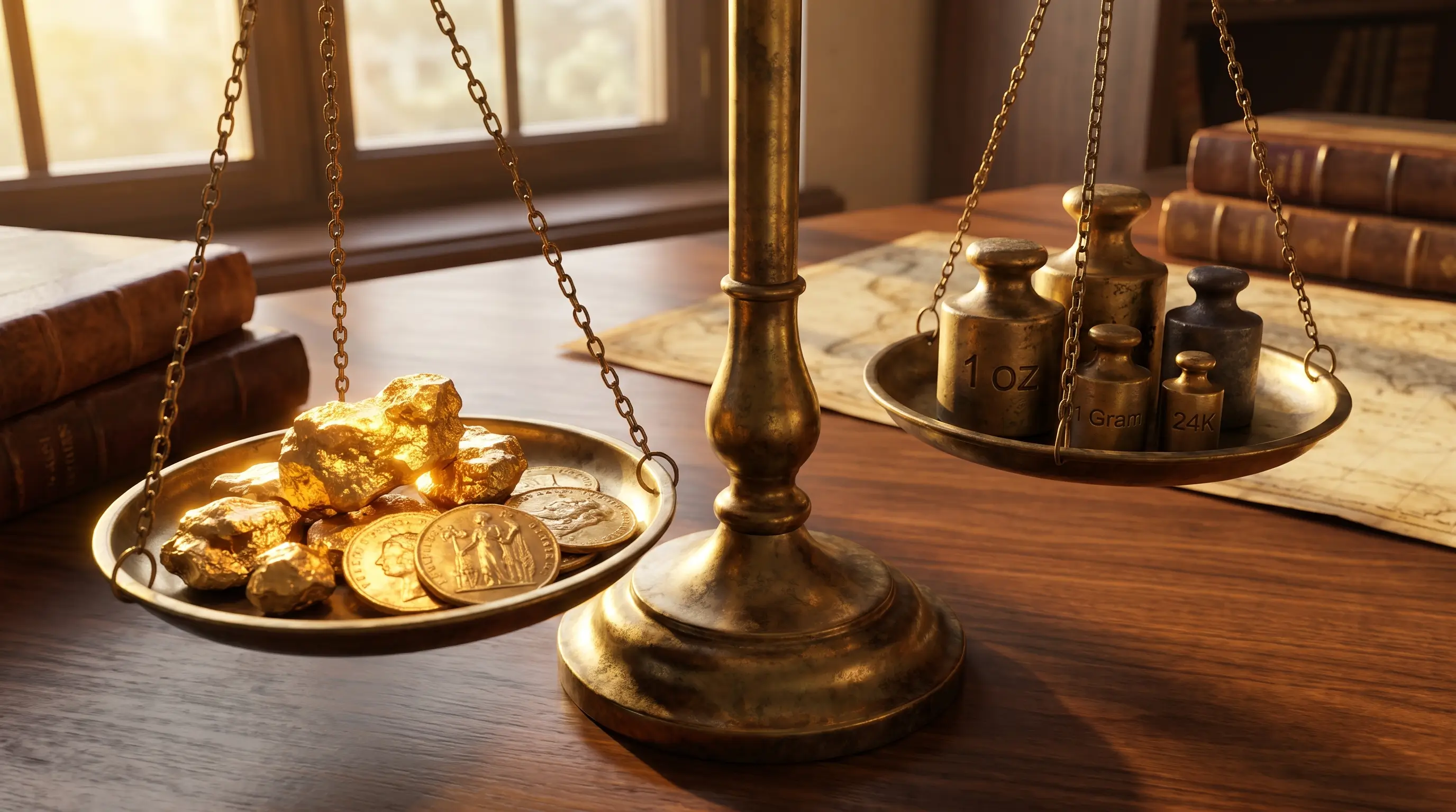 Brass_balance_scale_gold_weights_202607291459